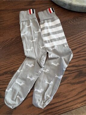 Thom Browne Women's Grey Dachshund Pattern Socks - New